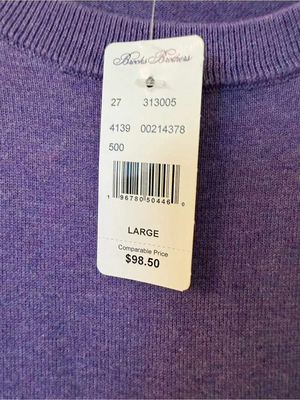 Brooks Brothers Men’s Large Purple 100% Cotton Crewneck Sweater NWT